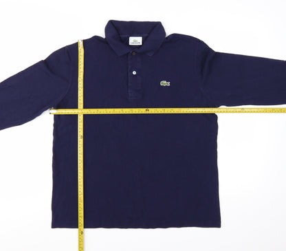 Lacoste Men's Blue Long Sleeve Cotton Polo Shirt Size M