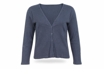 Jigsaw Women's Blue Cotton Knit Button-Up Cardigan Top M