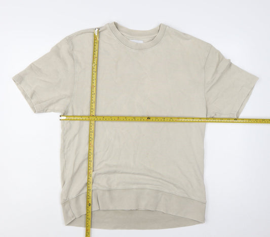 Topman Men’s Beige Short Sleeve Pullover Sweatshirt Size S