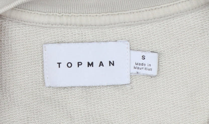 Topman Men’s Beige Short Sleeve Pullover Sweatshirt Size S
