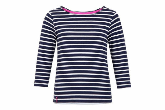 Joules Women’s Blue Striped Long Sleeve Cotton Nautical Top UK 8