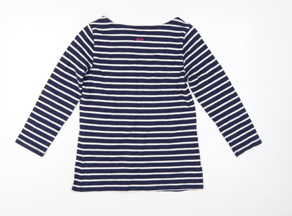 Joules Women’s Blue Striped Long Sleeve Cotton Nautical Top UK 8