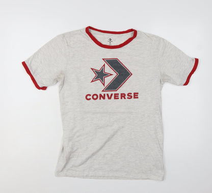 Converse Boys Grey Red Ringer Logo T-Shirt XL 13-15 Years