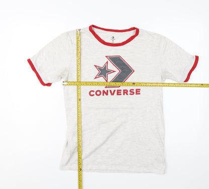 Converse Boys Grey Red Ringer Logo T-Shirt XL 13-15 Years