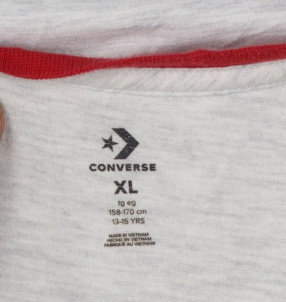 Converse Boys Grey Red Ringer Logo T-Shirt XL 13-15 Years