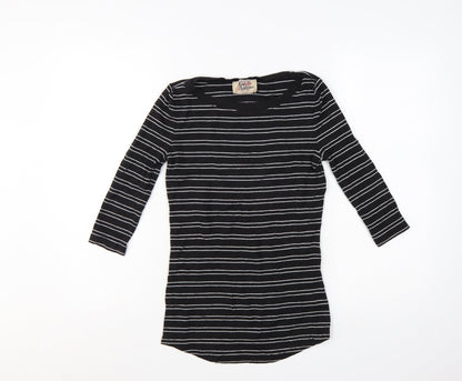 Arabella & Addison Womens Black Striped Boat Neck 3/4 Sleeve Jersey Top Size 10