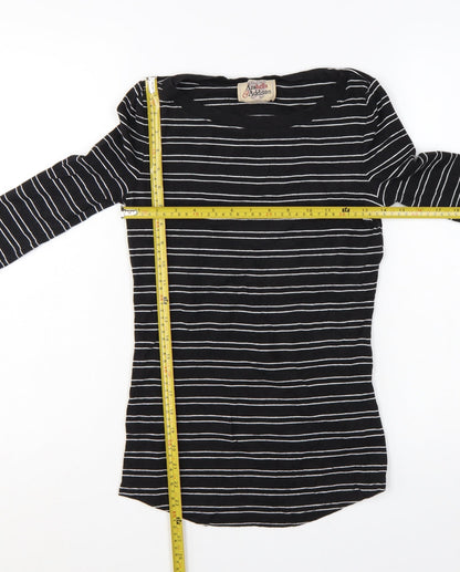 Arabella & Addison Womens Black Striped Boat Neck 3/4 Sleeve Jersey Top Size 10
