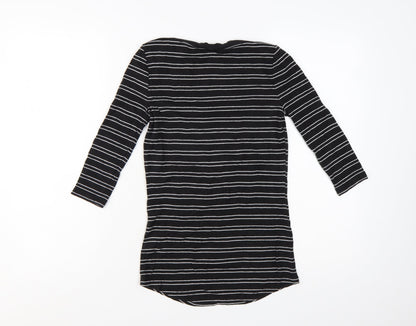 Arabella & Addison Womens Black Striped Boat Neck 3/4 Sleeve Jersey Top Size 10