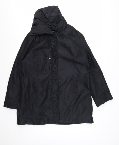 Marks and Spencer Per Una Women's Black L Rain Coat Hooded Mid-Length