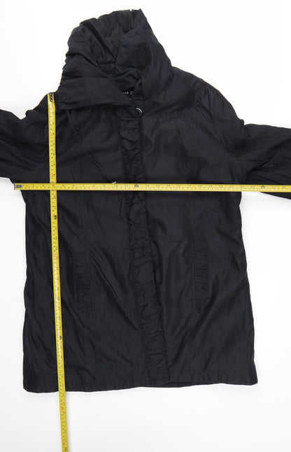Marks and Spencer Per Una Women's Black L Rain Coat Hooded Mid-Length