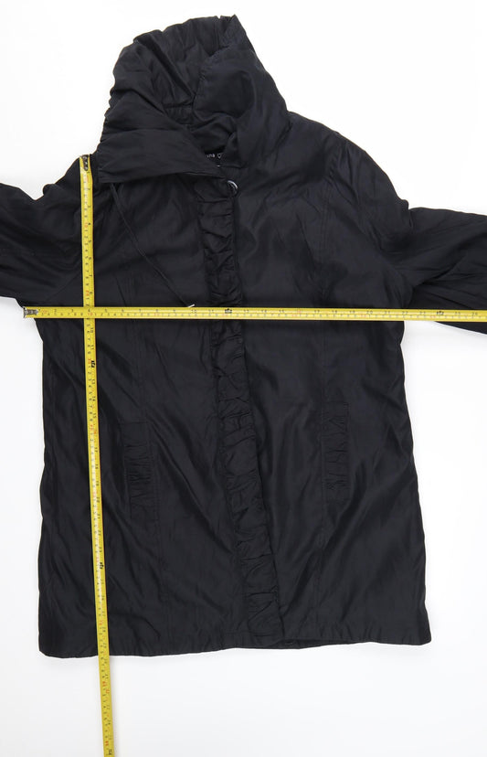 Marks and Spencer Per Una Women's Black L Rain Coat Hooded Mid-Length