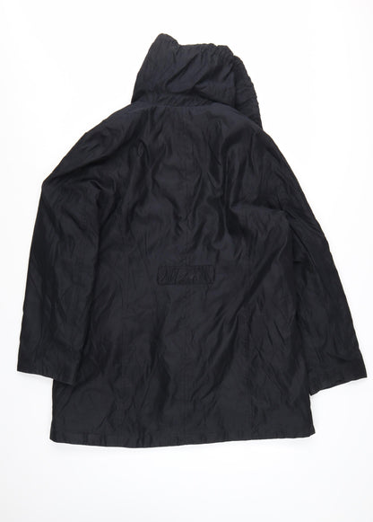 Marks and Spencer Per Una Women's Black L Rain Coat Hooded Mid-Length