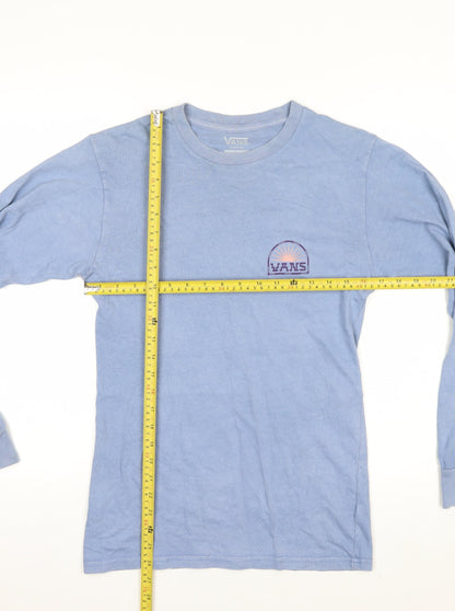 Vans Men's Blue Long Sleeve Graphic Cotton T-Shirt Small