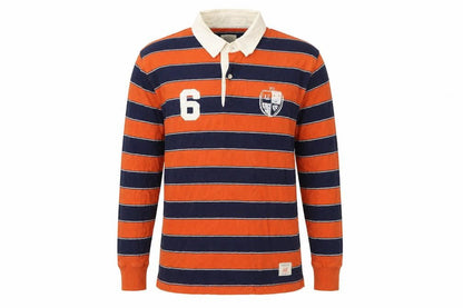 American Eagle Men’s Orange & Blue Striped Rugby Shirt M