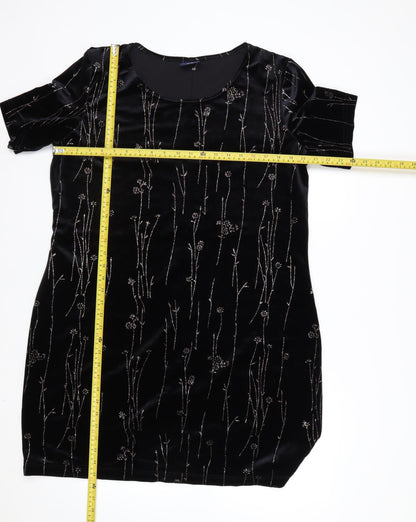 Truly Women's Black Velvet Floral Tunic Blouse XL