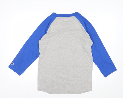 Champion Men's Grey Blue 3/4 Sleeve Raglan T-Shirt Size S
