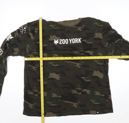 Zoo York Men's Green Camouflage Long Sleeve Cotton Top Size L