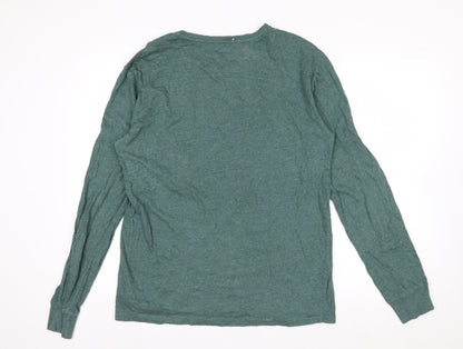 Ralph Lauren Men's Green Cotton Long Sleeve Crew Neck Top M