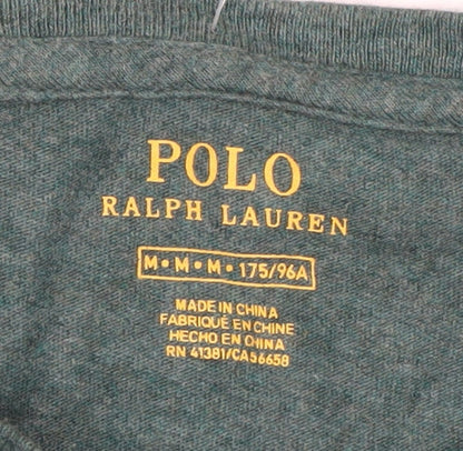 Ralph Lauren Men's Green Cotton Long Sleeve Crew Neck Top M
