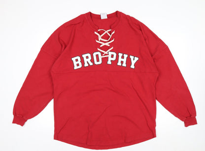 Spirit Jersey Men's Red Brophy Lace Up Long Sleeve Cotton Top M