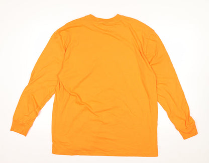 Dickies Men's Orange Long Sleeve Crew Neck Cotton Blend Top Size L