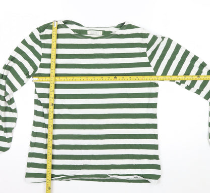 Seasalt Women’s Green White Striped Long Sleeve Jersey Top Size 12
