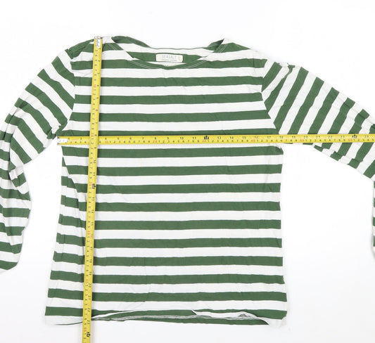 Seasalt Women’s Green White Striped Long Sleeve Jersey Top Size 12