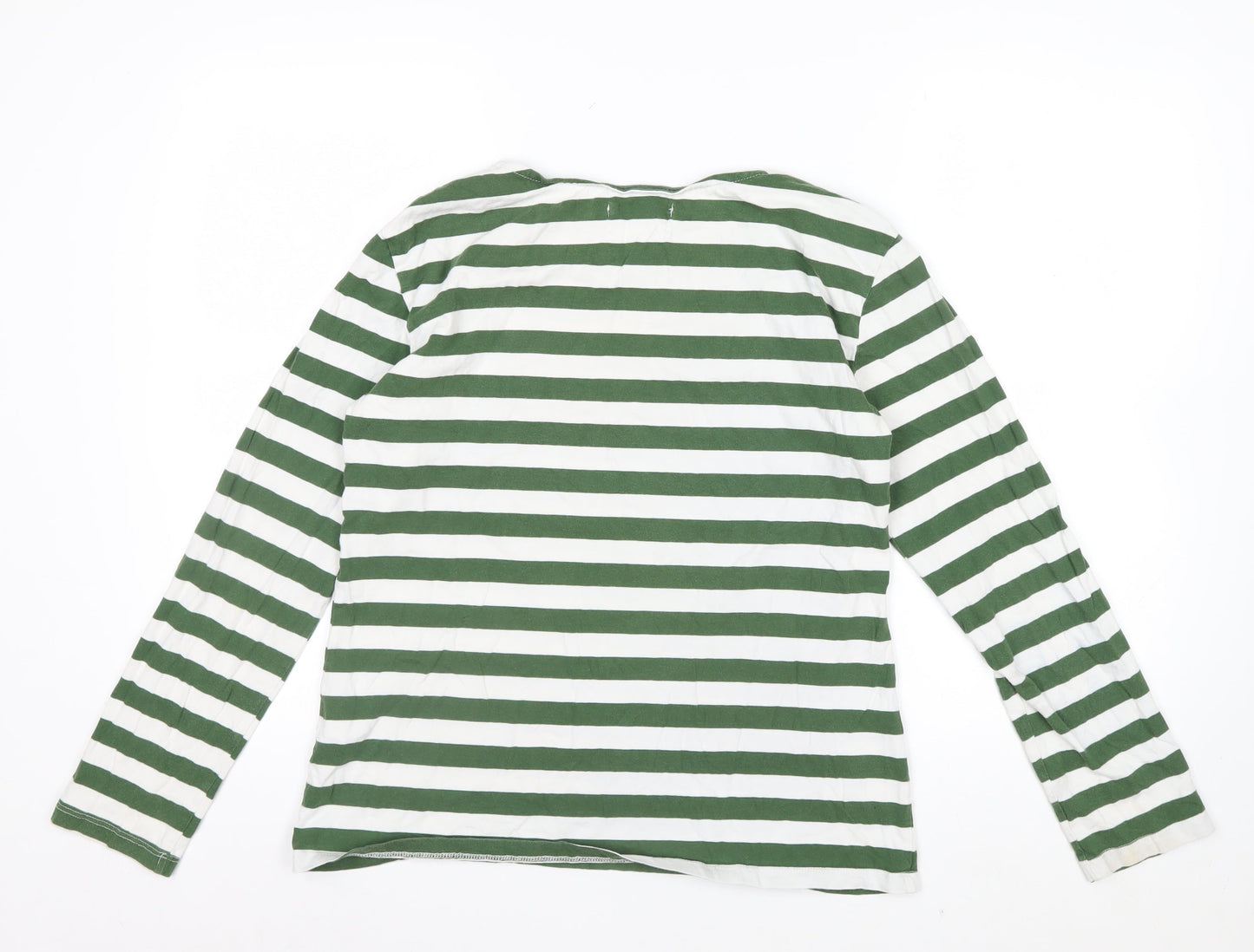 Seasalt Women’s Green White Striped Long Sleeve Jersey Top Size 12