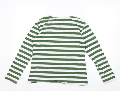 Seasalt Women’s Green White Striped Long Sleeve Jersey Top Size 12