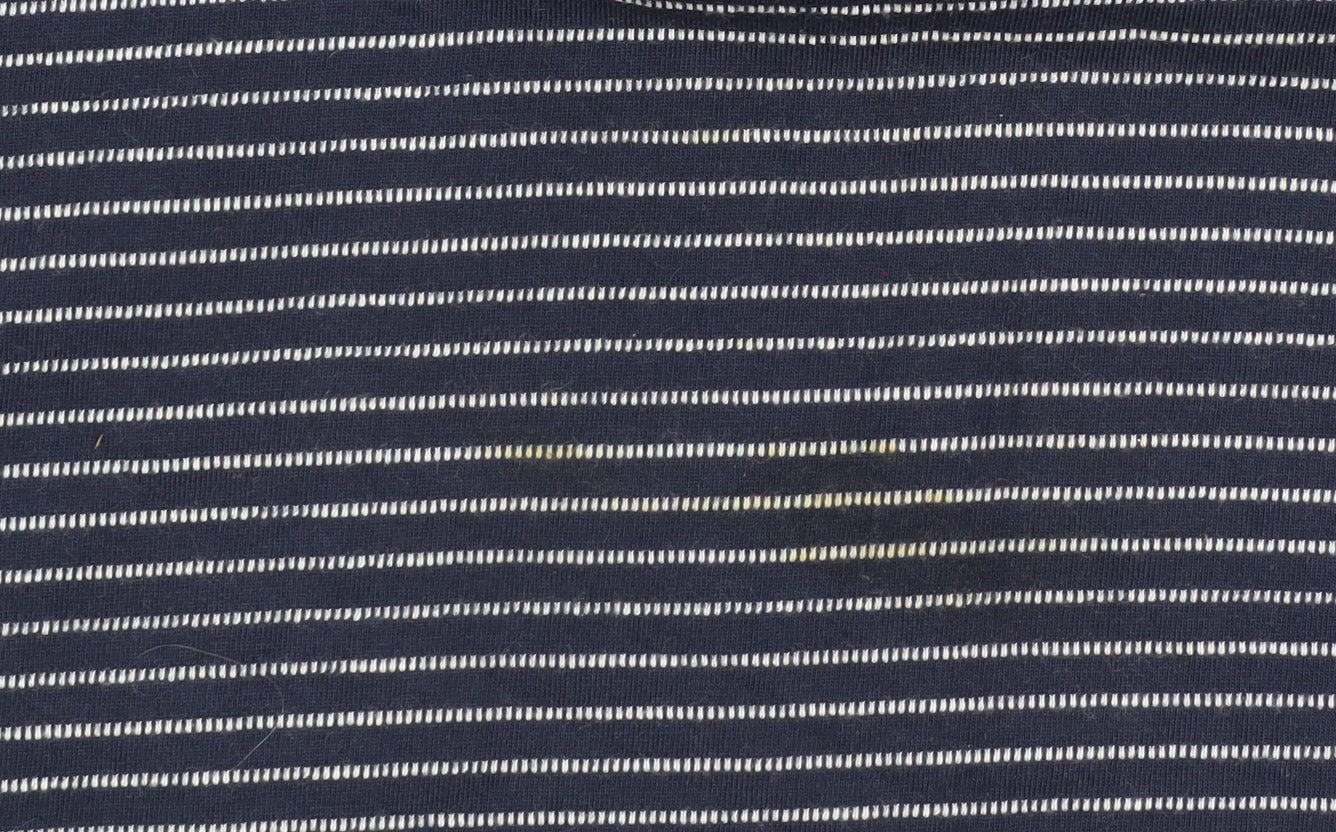 Mantaray Women Blue Striped 3/4 Sleeve Cotton Jersey Top Size 16
