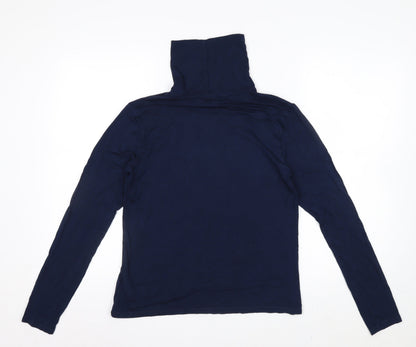 Crew Clothing Women’s Blue Roll Neck Long Sleeve Cotton T-Shirt Size 14