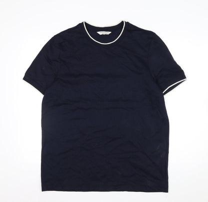 Marks and Spencer Autograph Men's Blue Cotton Crew Neck T-Shirt Size L