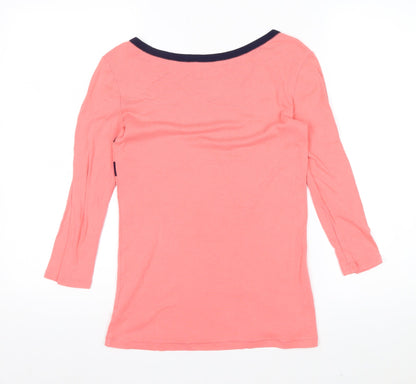 Gap Women's Pink & Navy Striped Boat Neck Top Size S 3/4 Sleeve