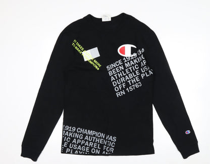 Champion Men's Black Long Sleeve Graphic Sports Top Size M