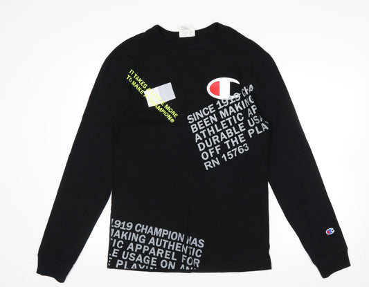 Champion Men's Black Long Sleeve Graphic Sports Top Size M