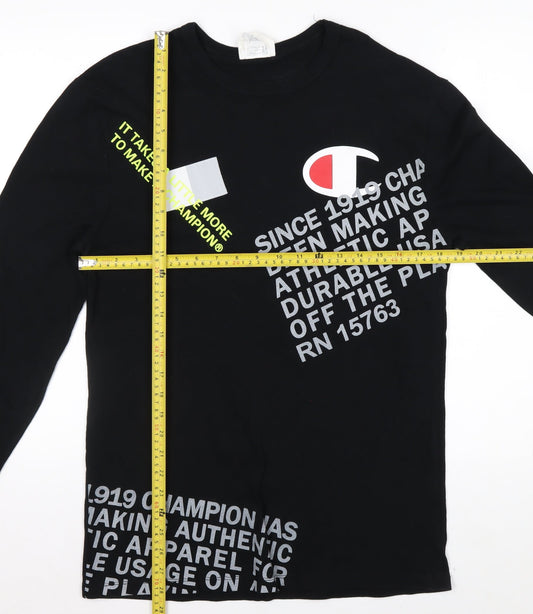 Champion Men's Black Long Sleeve Graphic Sports Top Size M