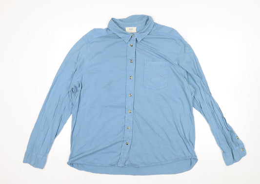 Hush Women's Blue Cotton Button-Up Shirt XL Long Sleeve Casual