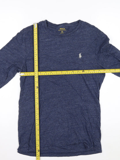 Ralph Lauren Men Blue Slim Fit Long Sleeve Cotton Crew Neck Top S