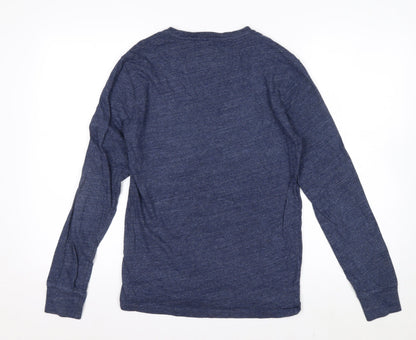Ralph Lauren Men Blue Slim Fit Long Sleeve Cotton Crew Neck Top S
