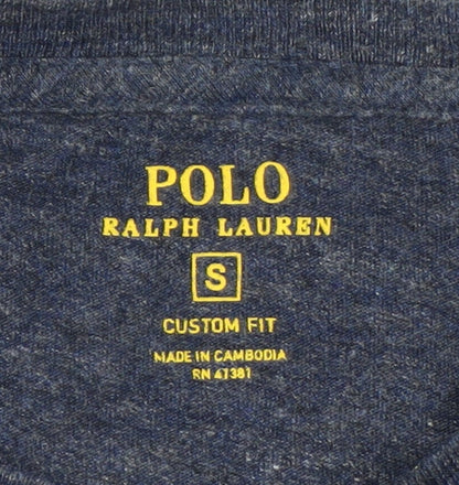 Ralph Lauren Men Blue Slim Fit Long Sleeve Cotton Crew Neck Top S
