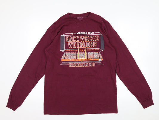 Blue 84 Men’s Red Long Sleeve Virginia Tech Cotton Graphic Top Size M