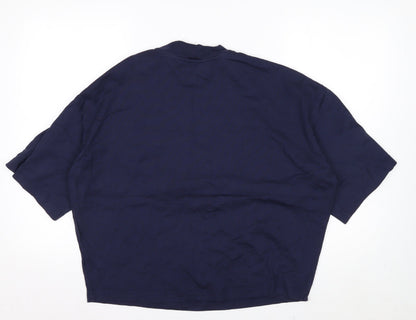 COS Women's Blue Relaxed Fit Mock Neck Cotton T-Shirt Size S