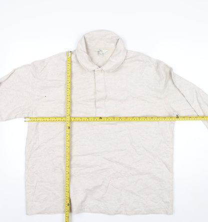 Marks and Spencer Men's Beige Collared Henley Sweatshirt Size L