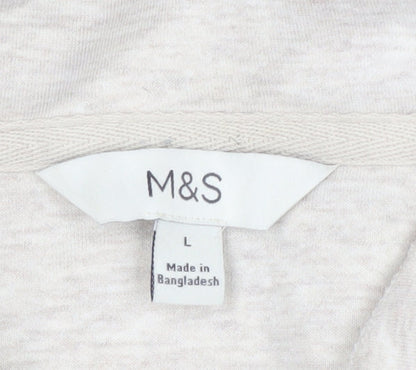 Marks and Spencer Men's Beige Collared Henley Sweatshirt Size L