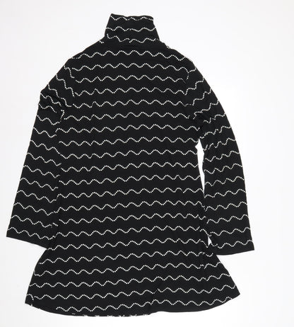 Marks and Spencer Women Black Size 16 Shift Dress Long Sleeve