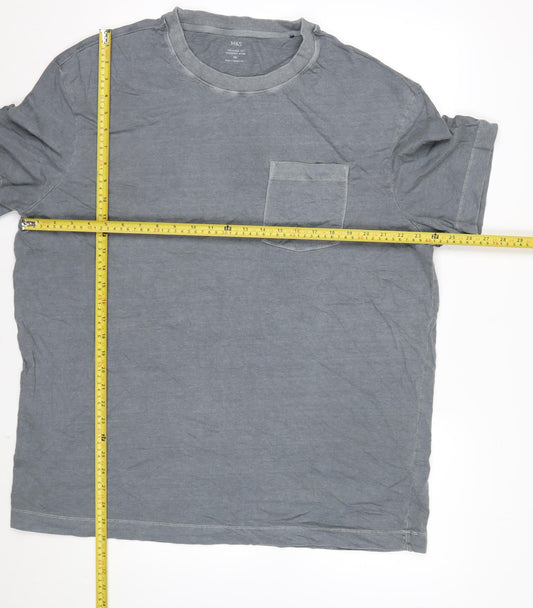 Marks and Spencer Mens Grey 2XL Relaxed Fit Cotton T-Shirt