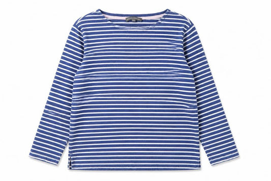 Laura Ashley Women Blue Striped 3/4 Sleeve Cotton T-Shirt UK 10