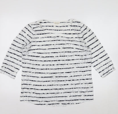 Marks and Spencer Women's Multicoloured Striped Lace T-Shirt UK 14