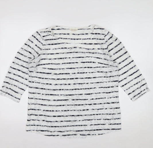Marks and Spencer Women's Multicoloured Striped Lace T-Shirt UK 14