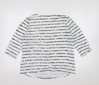 Marks and Spencer Women's Multicoloured Striped Lace T-Shirt UK 14